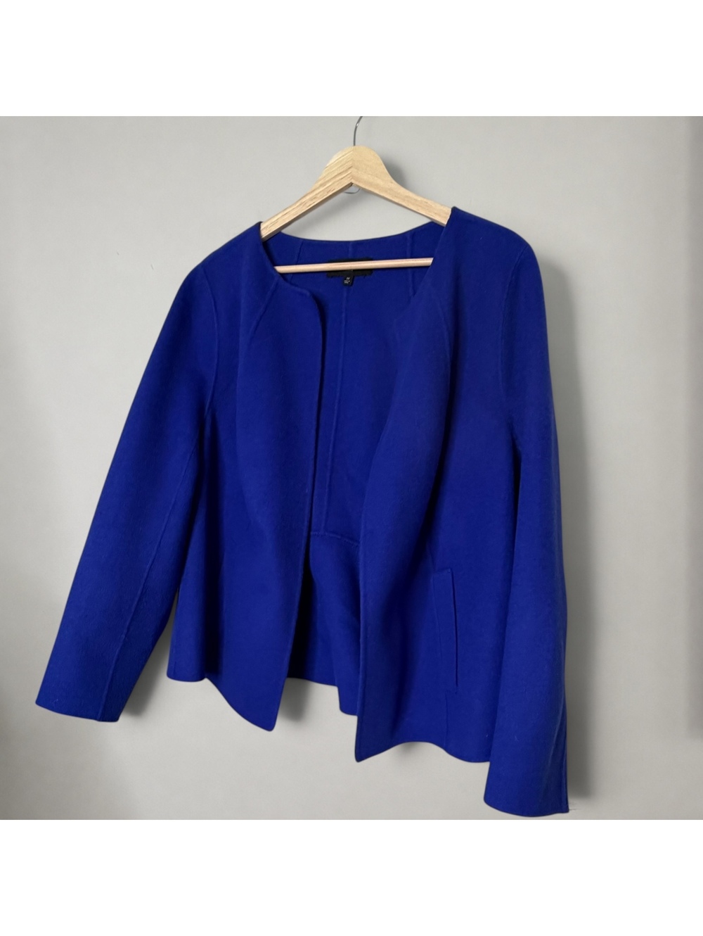 Talbots Wool Cobalt Blue purple Open Front Jacket Blazer Women’s